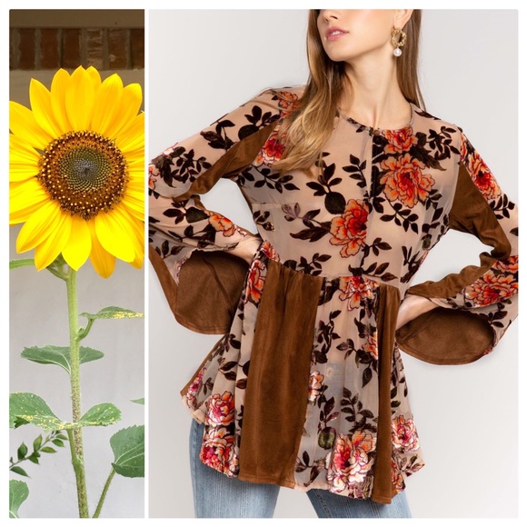 POL 70’s Vintage Style Velvet Embroidered Tunic - Picture 2 of 10